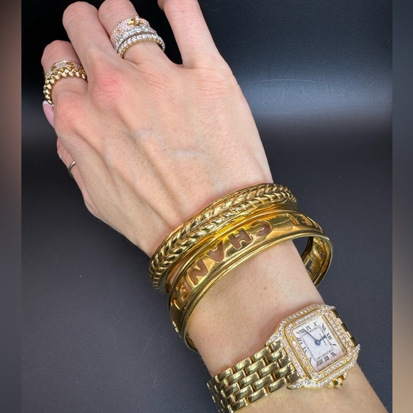 Fabulous 24K gold plated Chanel vintage bangles set - Picture 11 of 14